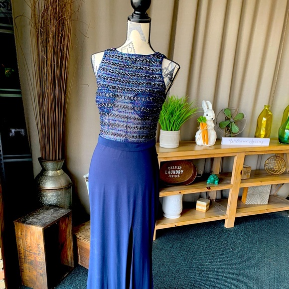 Dresses & Skirts - Formal Hand-beaded Navy Blue Gown